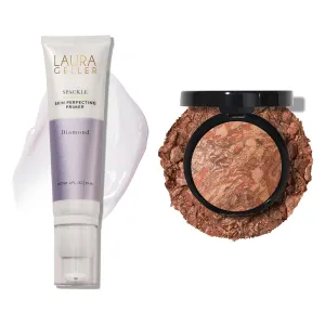 LAURA GELLER NEW YORK Illuminating Duo: Baked Balance-n-Glow Illuminating Foundation, Deep   Spackle Skin-Perfecting Makeup Primer, Diamond