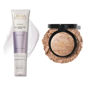 LAURA GELLER NEW YORK Illuminating Duo: Baked Balance-n-Glow Illuminating Foundation, Fair   Spackle Skin-Perfecting Makeup Primer, Diamond