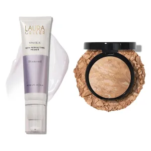 LAURA GELLER NEW YORK Illuminating Duo: Baked Balance-n-Glow Illuminating Foundation, Light and Spackle Skin-Perfecting Makeup Primer, Diamond