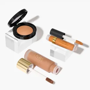 LAURA GELLER NEW YORK Redness Care Kit: Double Take Liquid Foundation, Tan   Ideal Fix Concealer, Tan   Baked Blurring and Setting Powder, Tan/Deep