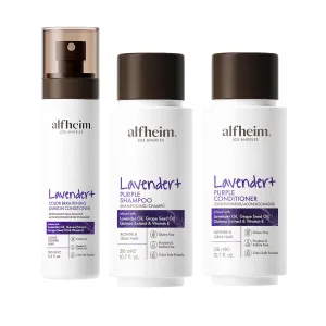 Lavender  3-Step Hair Care Kit | Purple Shampoo, Conditioner & Leave-In Spray for Blonde, Silver & Highlighted Hair | Anti-Brass, Hydrating, UV Protection | Sulfate-Free, Color-Safe | Gift