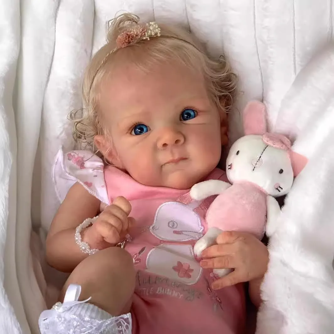 Lifelike Reborn Baby Dolls - 18 Inch Realistic Newborn Baby Doll with Weighted Soft Cloth Body Real Life Baby Dolls with Blonde Hair Birthday Gift for Kids Age 3 