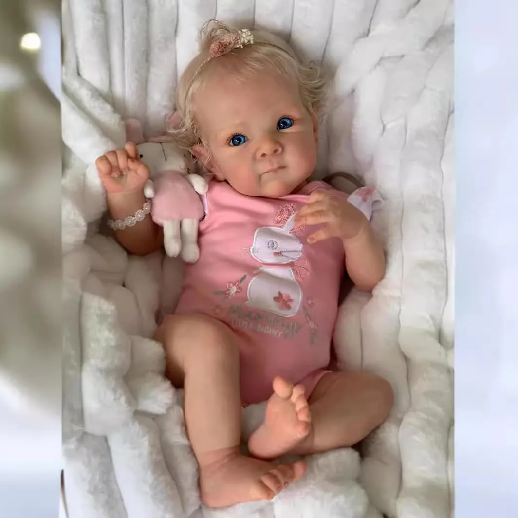Lifelike Reborn Baby Dolls - 18 Inch Realistic Newborn Baby Doll with Weighted Soft Cloth Body Real Life Baby Dolls with Blonde Hair Birthday Gift for Kids Age 3 