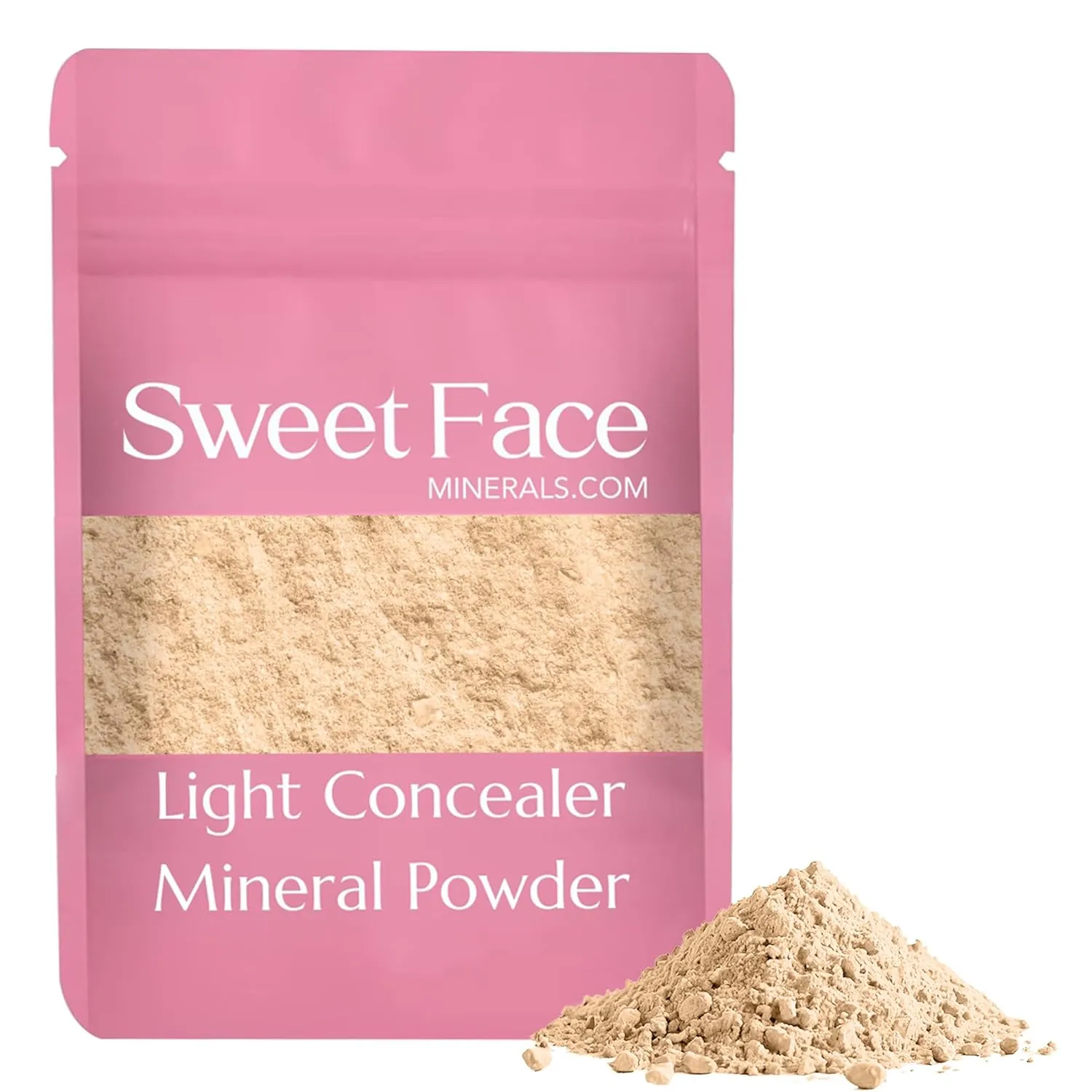 LIGHT CONCEALER BULK POWDER (1 Ounce Refill Pouch) Mineral Makeup Loose Matte Cover Up Conceals Blemishes Under Eyes Dark Circles Redness Discoloration Scars SPF 20 Full Coverage Instant Eraser