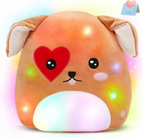 Light up Puppy Dog Plush Stuffed Animals with LED Colorful Night Light Glow Plushie Squishy Pillow for Kids Boys Girls Girlfriends 11.5 inch