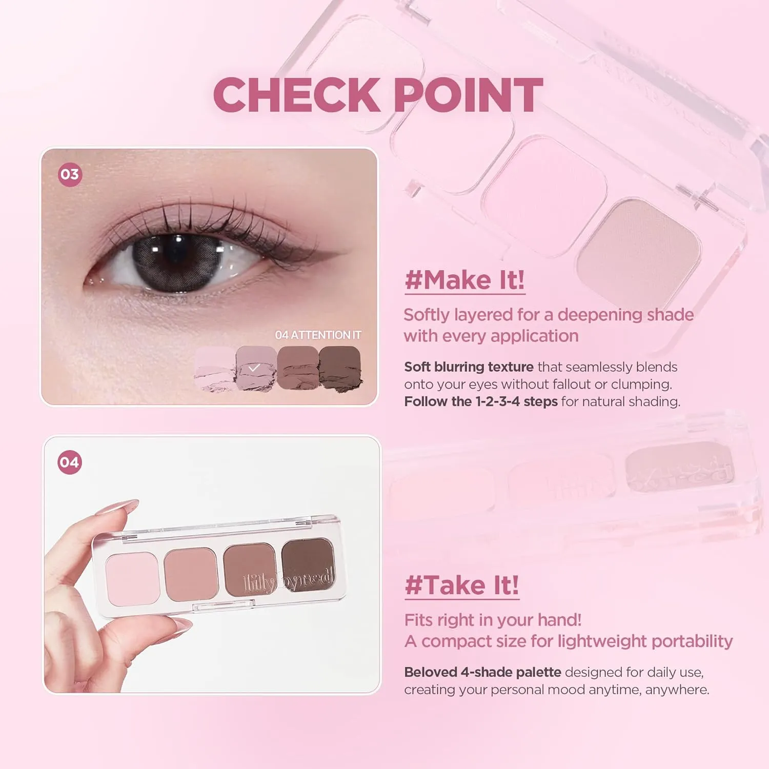 lilybyred Mood It Palette | 4-Shade Korean Eyeshadow Palette, Pre-Matched Personal Tone, Soft Blending, Buildable Coverage, Matte & Shimmer Finish, Daily Wear, Compact Size (03 Neutral It)