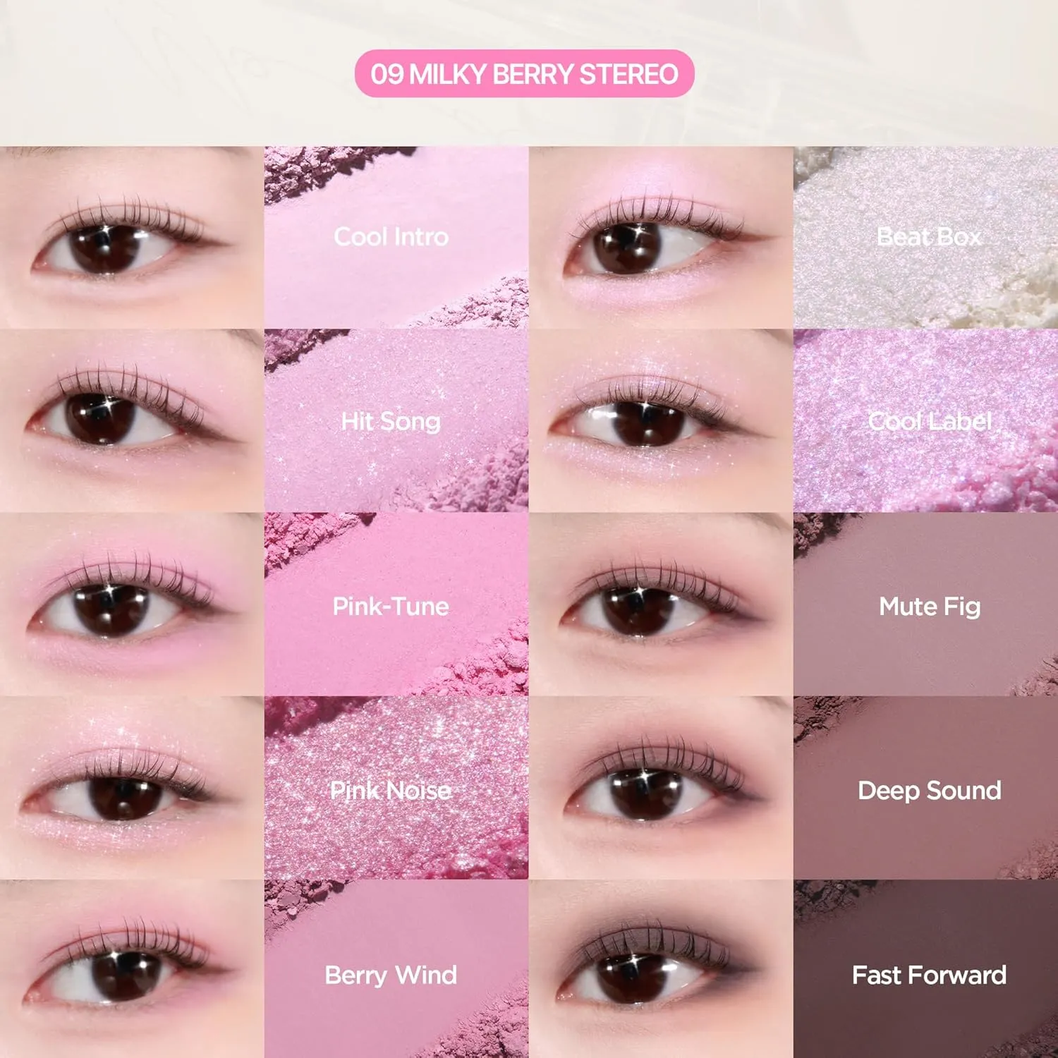 lilybyred Mood Keyboard | 10-Shade Korean Eyeshadow Palette, Highly Pigmented, Matte, Shimmer & Jelly Glitter, Smooth. Blendable, Long-Lasting, Dome-Shaped Design (09 Milky Berry Stereo)