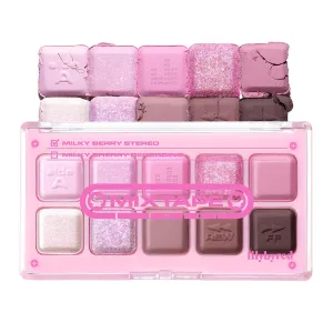 lilybyred Mood Keyboard | 10-Shade Korean Eyeshadow Palette, Highly Pigmented, Matte, Shimmer & Jelly Glitter, Smooth. Blendable, Long-Lasting, Dome-Shaped Design (09 Milky Berry Stereo)