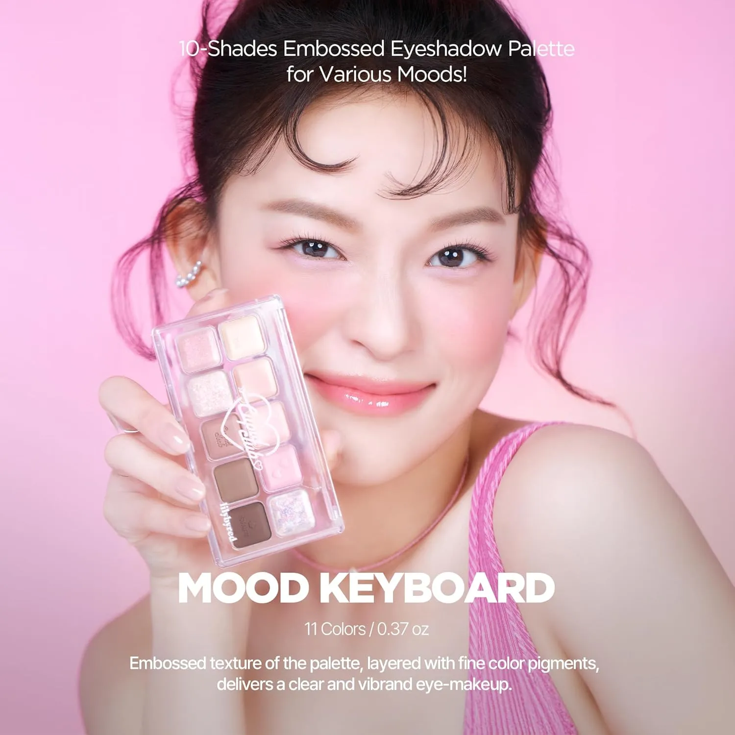 lilybyred Mood Keyboard | 10-Shade Korean Eyeshadow Palette, Highly Pigmented, Matte, Shimmer & Jelly Glitter, Smooth. Blendable, Long-Lasting, Dome-Shaped Design (11 Chocolate Chip Smore)