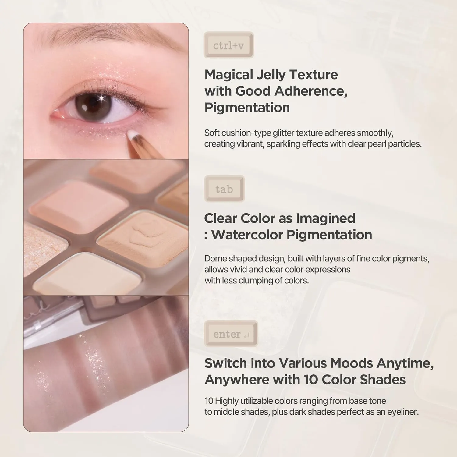 lilybyred Mood Keyboard | 10-Shade Korean Eyeshadow Palette, Highly Pigmented, Matte, Shimmer & Jelly Glitter, Smooth. Blendable, Long-Lasting, Dome-Shaped Design (11 Chocolate Chip Smore)