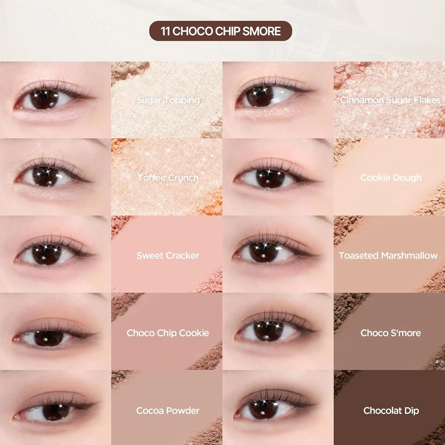 lilybyred Mood Keyboard | 10-Shade Korean Eyeshadow Palette, Highly Pigmented, Matte, Shimmer & Jelly Glitter, Smooth. Blendable, Long-Lasting, Dome-Shaped Design (11 Chocolate Chip Smore)
