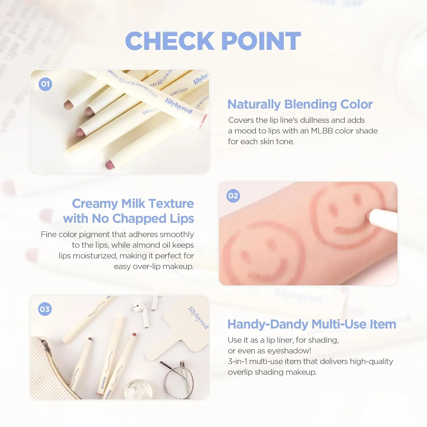 lilybyred Smiley Lip Blending Stick | Korean 3-in-1 Multi-Use Lip Liner, Smooth Creamy Texture, Long-Lasting Matte Finish, Soft Blur Effect, Precision Contour Pencil, 0.028 oz. (06 Chuckle with me)