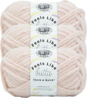 Lion Brand Yarn Feels Like Butta Thick & Quick Super Bulky Yarn for Knitting, 3 Pack, Peach Blush