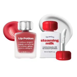 Lip Potion Aqua Glow No.3 Sugar Rose   Steaming Milk | Hydrating Tint & Primer Set