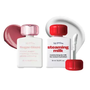 Lip Potion Sugar Glaze No.5 Mauve Ball   Steaming Milk | Gloss Tint & Primer Set