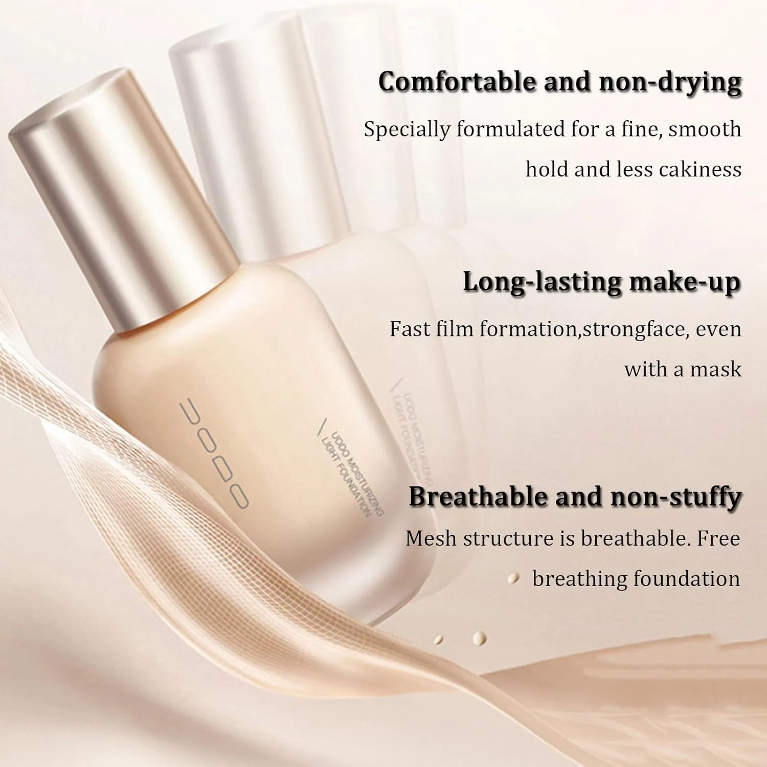 Liquid Foundation, Moisturizing Light Foundation, Matte Long-Lasting Cushion Concealer, Gauze Beauty LiquidFoundation (Matte 01 White)