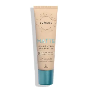 Lumene Matte Oil-control Foundation for Oily and Combination Skin Full Coverage with Arctic Meadowsweet 30 ml / 1.0 Fl.Oz. (0 Light Ivory SPF20)