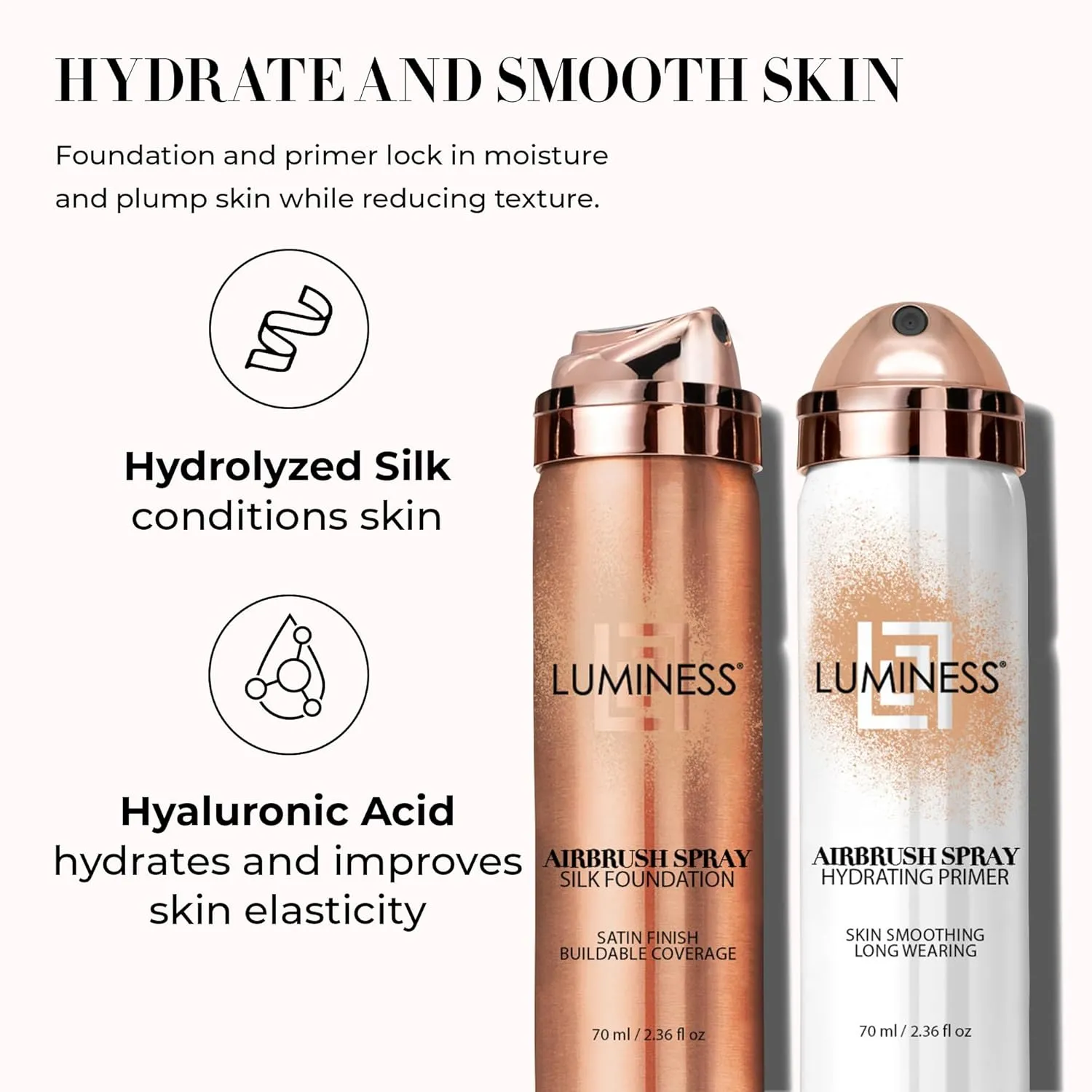 LUMINESS Airbrush Spray Silk Foundation Starter Kit - Fair Light - Foundation, Primer & Dual-Sided Angled Buffing Brush - Medium, Buildable Coverage, Anti-Aging Formula Hydrates & Moisturizes