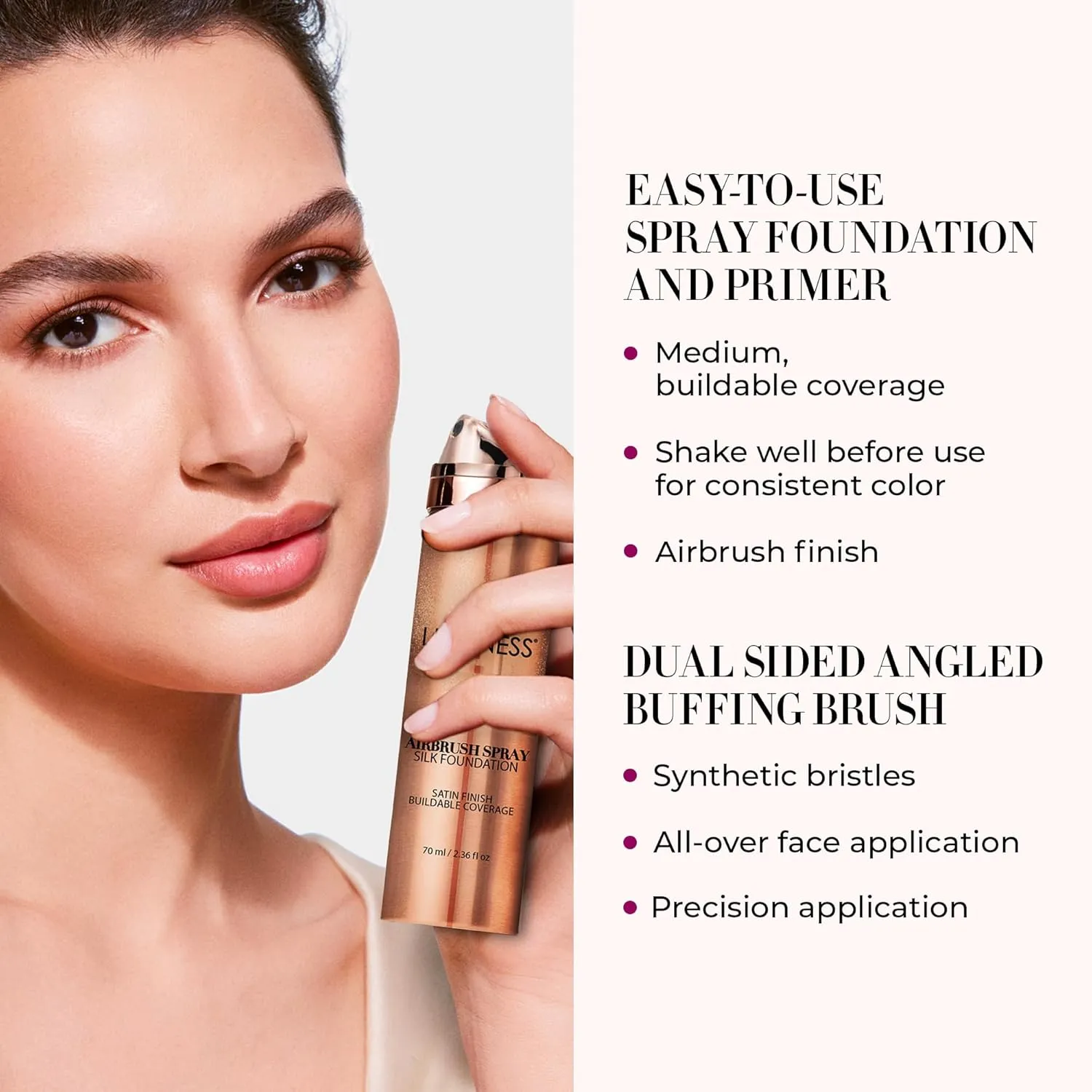 LUMINESS Silk Airbrush Spray Foundation & Primer Kit - Full Coverage Foundation, Anti-Aging Formula Hydrates & Moisturizes with Hyaluronic Acid, Aloe Vera & Hydrolyzed Silk (Shade - Deep Rich)