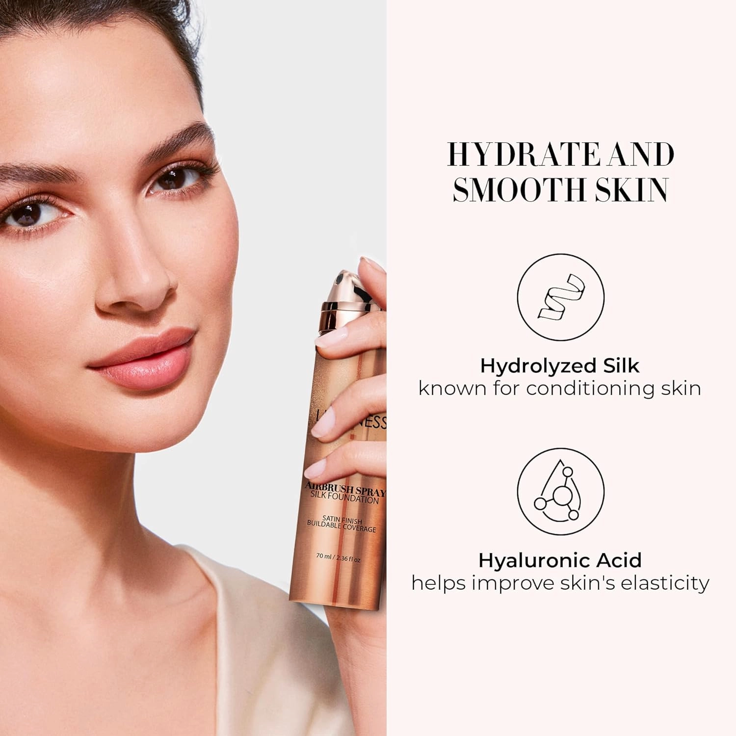 LUMINESS Silk Airbrush Spray Foundation - Full Coverage Foundation - Formula Hydrates & Moisturizes with Hyaluronic Acid, Aloe Vera & Hydrolyzed Silk (Shade - Light Deep)