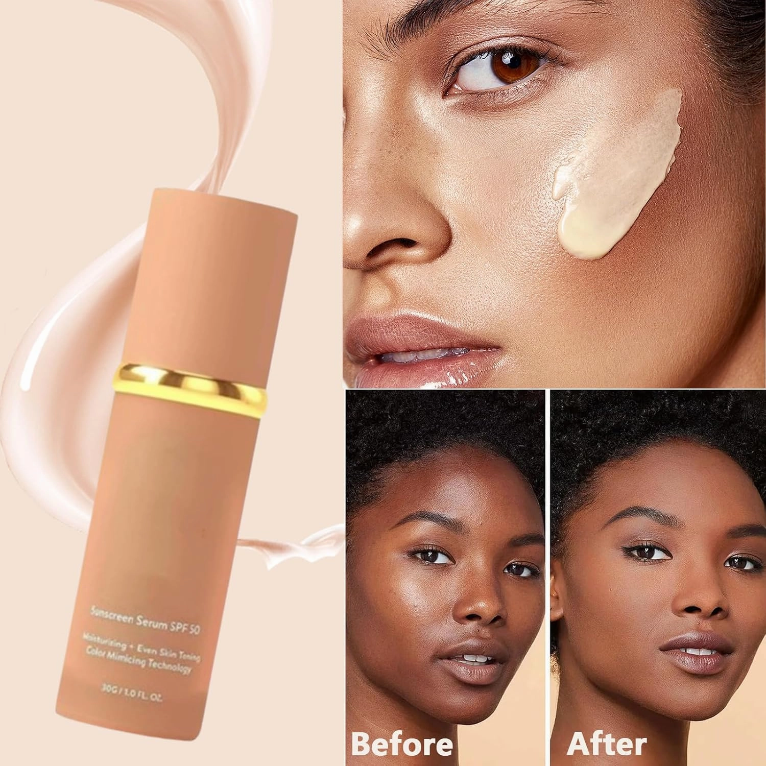 Lunora Color Adapting Foundation, Lunora Foundation 4 In 1 - Color Changing, Hydrating Full Coverage, Long-Lasting & Waterproof (1-pcs nature, 1)