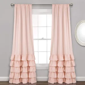 Lush Decor Allison Ruffle Curtains Window Panel Set for Living, Dining Room, Bedroom (Pair), 84 in L, Pink/Blush