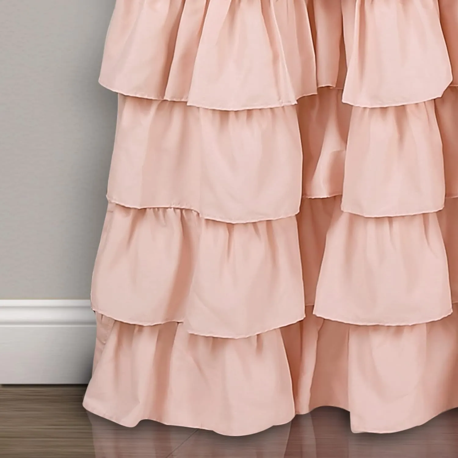 Lush Decor Allison Ruffle Curtains Window Panel Set for Living, Dining Room, Bedroom (Pair), 84 in L, Pink/Blush