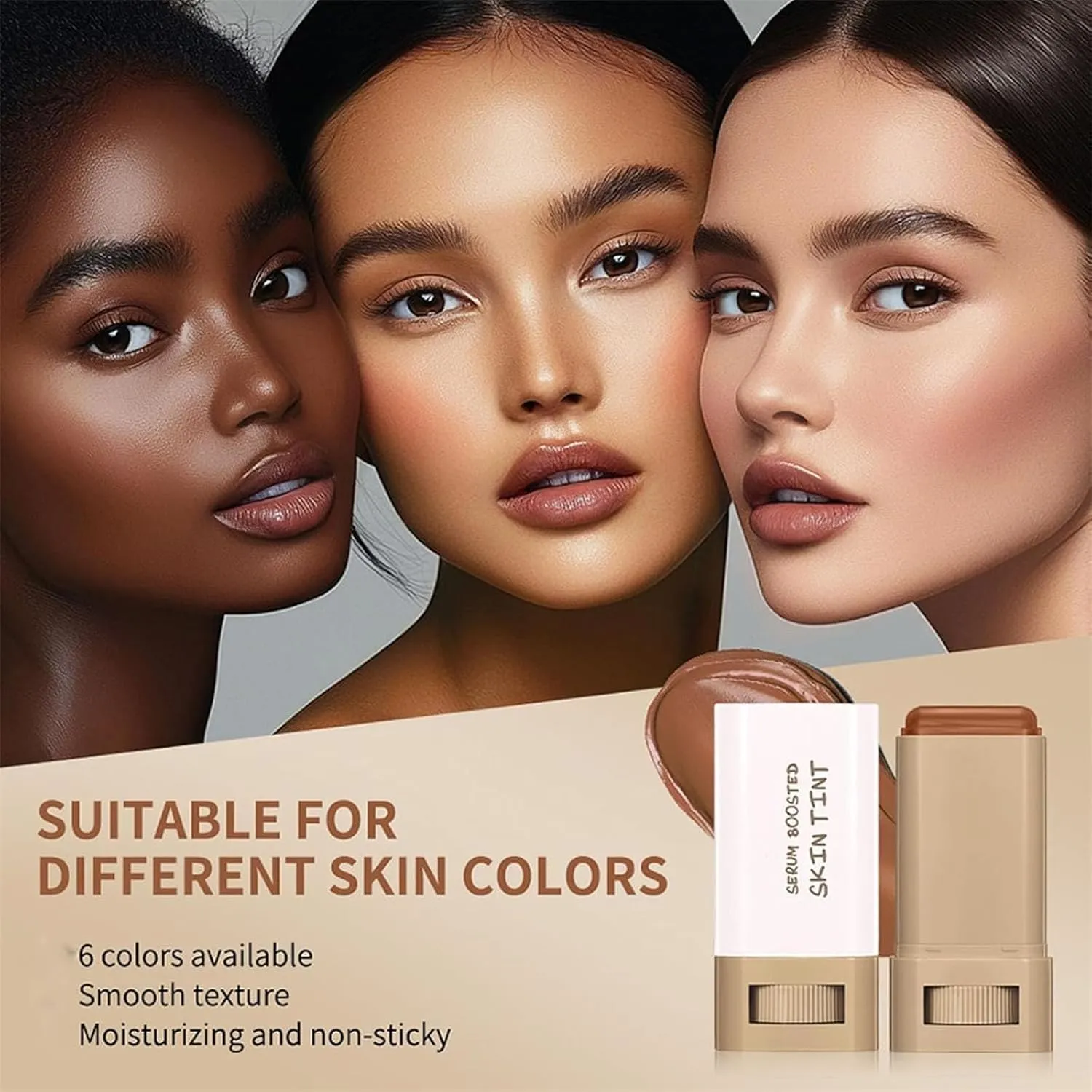 Lushaco Skin Tint, Skin Tint Foundation, Serum Boosted Skin Tint Balm, Serum Boosted Balm, Natural Finish Makeup, Solid Moisturizing and Natural Finish Makeup (#03)