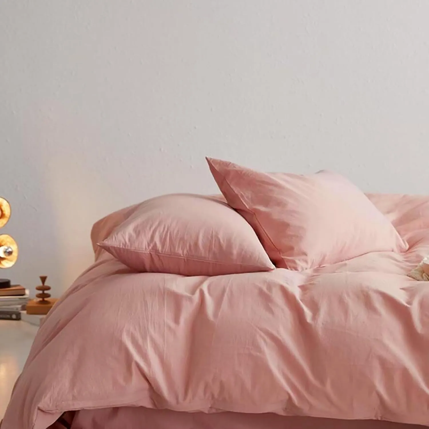 Luxlovery Blush Pink Comforter Set King Dusty Pink Bedding Comforter Sets Women Girls Blush Bedding Set Solid Color Breathable Bedding Comforter Set with 2 Pillowcases