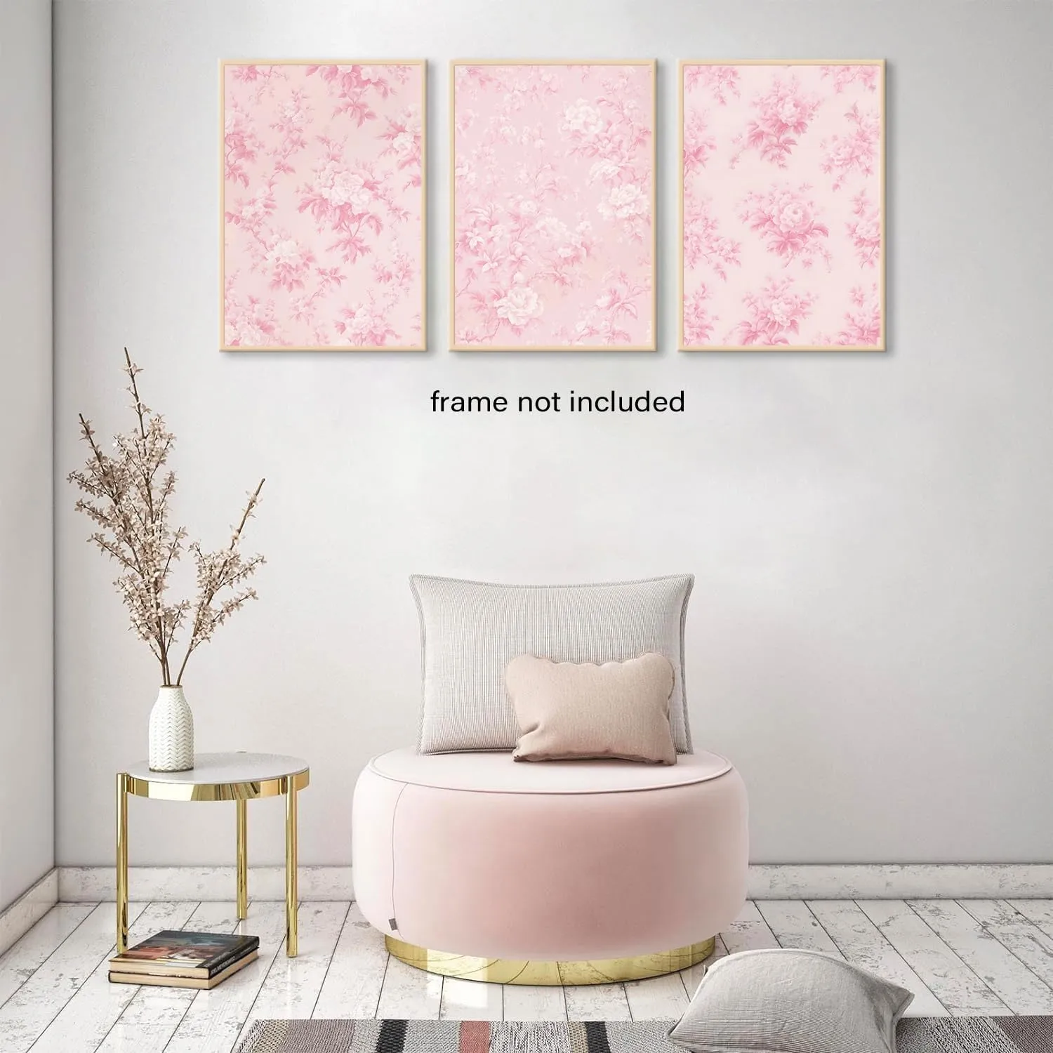 LYPHNX Pink Chinoiserie Flower Poster Wall Art light Pink Love Shack Fancy Canvas Decor Paintings Set of 3 Blush Pink Painting Pictures Home Decor for bedroom Living room Bathroom 16"x24" Unframed