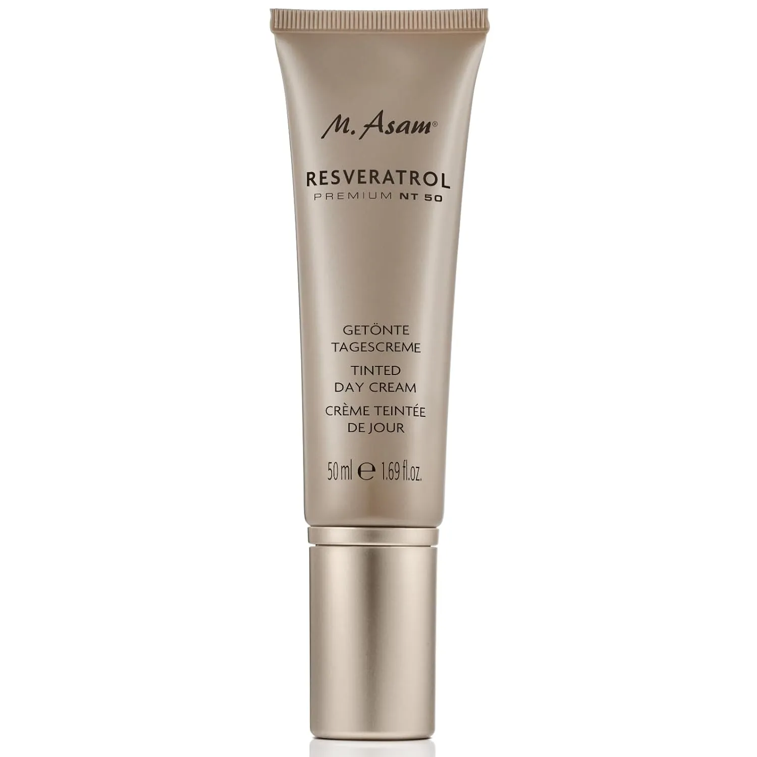 M. Asam RESVERATROL PREMIUM NT50 Tinted Day Cream (1.69 Fl Oz) – With Hyaluronic Acid, Anti-Aging Face Cream for Women, Lightweight Makeup & Moisturiser Cream in One, Vegan Skin Care
