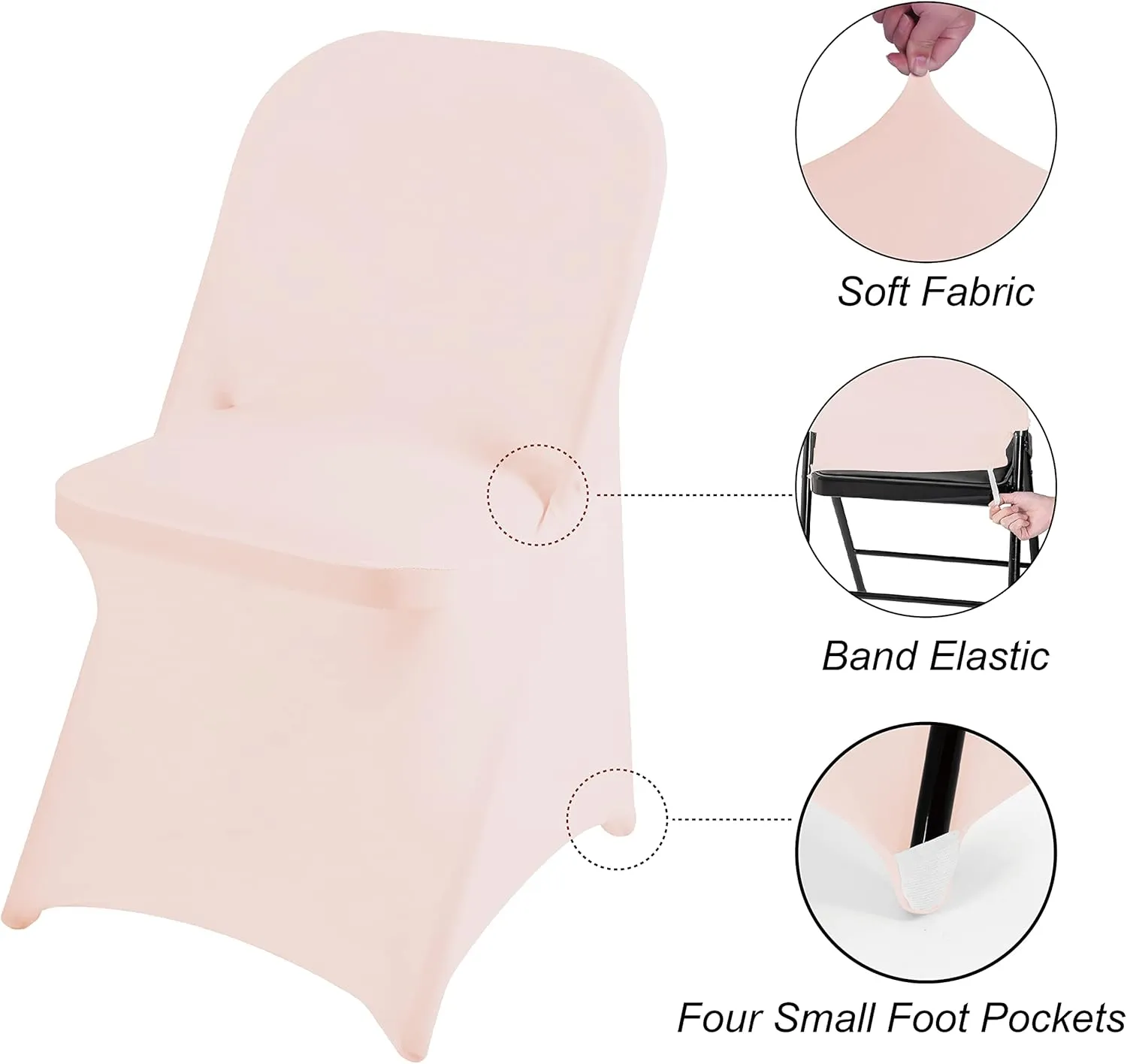 magalo 20 Pack Blush Pink Spandex Folding Waterproof Chair Cover, Stretch Chair Cover Protector for Wedding, Party, Dining Banquet and Other Special Events