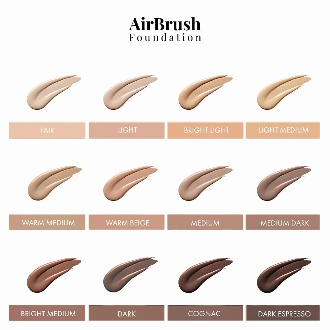 MagicMinerals AirBrush Foundation Set by Jerome Alexander – 3pc Set Includes AirFinish, Foundation and Kabuki Brush - Spray Makeup with Anti-aging Ingredients for Smooth Radiant Skin (Bright Medium)