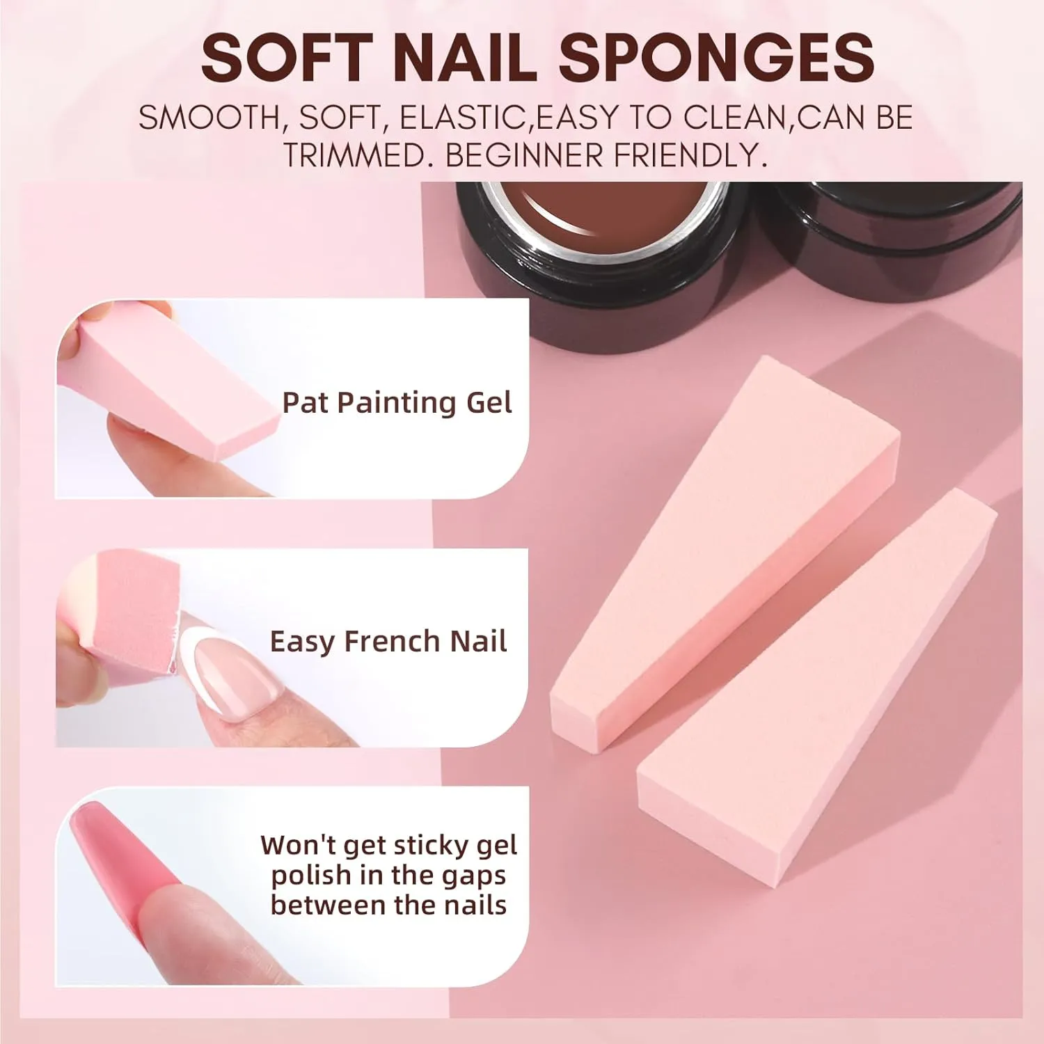 Makartt Ombre Gel Nail Polish Kit - 6 Colors Gradient Blush Effect, Upgrade Pat Painting Gel with Nail Sponge & Drawing Brush for Ombre Winter Manicure White Pink Brown Nude