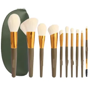 Makeup Brush Set Makeup Brushes 10pc, Makeup Brush Set Foundation Bronzer Contour Eyeshadow Blush Concealer Make Up Brushes Quality Makeup Tool(Green)
