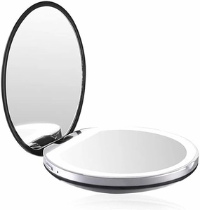 Makeup Mirror Lighted Makeup Mirror Light,Mini Round Portable Led Make Up Mirror,Sensing USB Chargeable Makeup Mirror Home Vanity Mirror