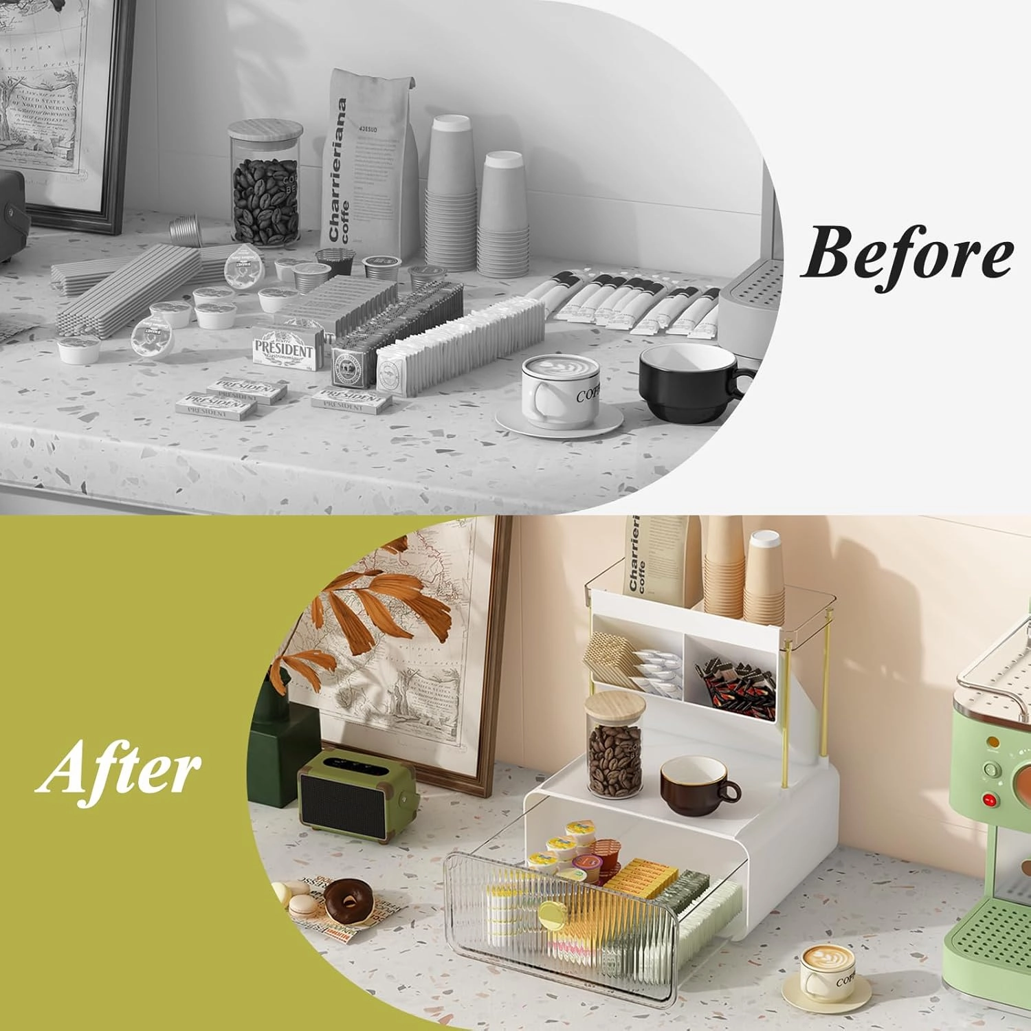 Makeup Organizer with Storage Drawer,Cosmetic Display with Lipsticks Brush Holder Perfume Tray,Organize Cosmetics and Beauty Supplies for Vanity,Dresser,Bathroom,Desktop Organizer,Clear