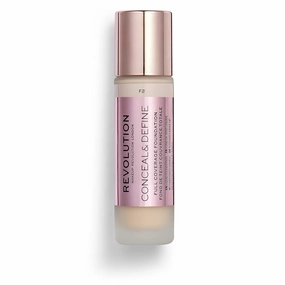 Makeup Revolution Conceal and Define Foundation, Full Coverage & Matte Finish, F2 for Fair Skin Tones, Vegan & Cruelty-Free, 0.7 Fl Oz