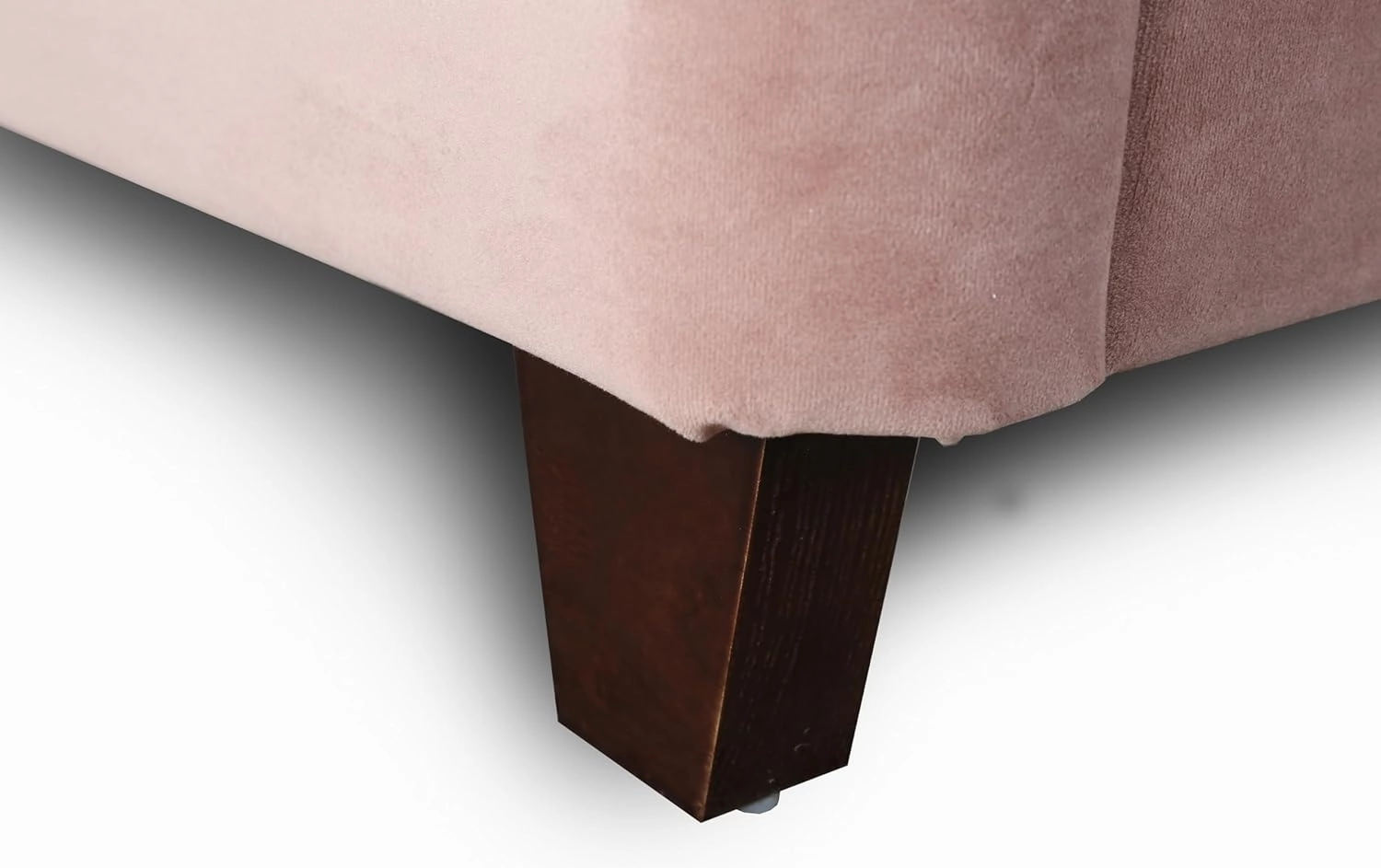 Manhattan Comfort Parlay Full Size Bed Frame with Headboard Upholstered in Soft Velvet, Minimalist Mid Century Modern Design, Solid Wood Construction, No Box Spring Needed, Slats Included, Blush Pink