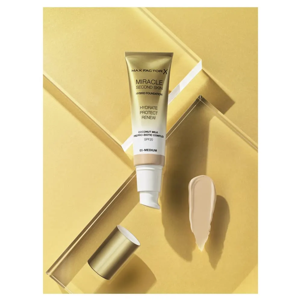 Max Factor Miracle Second Skin Foundation SPF 20-04 Light Medium Foundation Women 1.01 oz