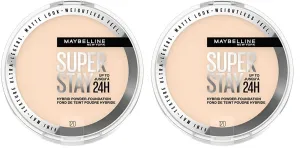 Maybelline Super Stay Up to 24HR Hybrid Powder-Foundation, Medium-to-Full Coverage Makeup, Matte Finish, 120, 1 Count (Pack of 2)