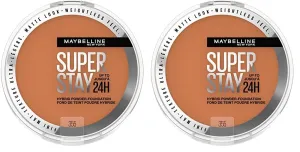 Maybelline Super Stay Up to 24HR Hybrid Powder-Foundation, Medium-to-Full Coverage Makeup, Matte Finish, 355, 1 Count (Pack of 2)
