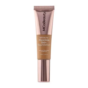 MCoBeauty Miracle Flawless Skin Foundation, 7 Medium Warm, Natural, Buildable Coverage for All-Day Wear, Vegan, Cruelty Free Cosmetics