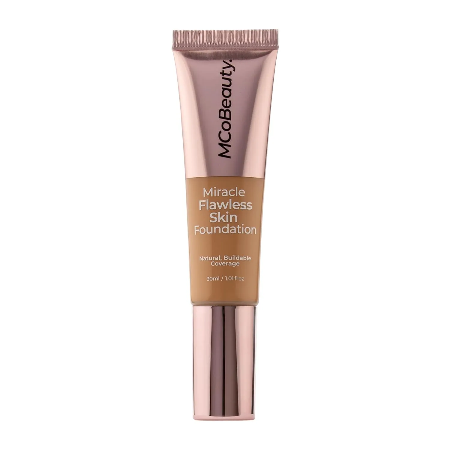 MCoBeauty Miracle Flawless Skin Foundation, 7 Medium Warm, Natural, Buildable Coverage for All-Day Wear, Vegan, Cruelty Free Cosmetics