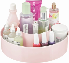 mDesign Plastic Lazy Susan Round Turntable Storage Tray - Rotating Organizer for Makeup, Cosmetics, Nail Polish, Vitamins, Shaving Kits, Hair Spray, Medical Supplies, First Aid - Light Pink/Blush