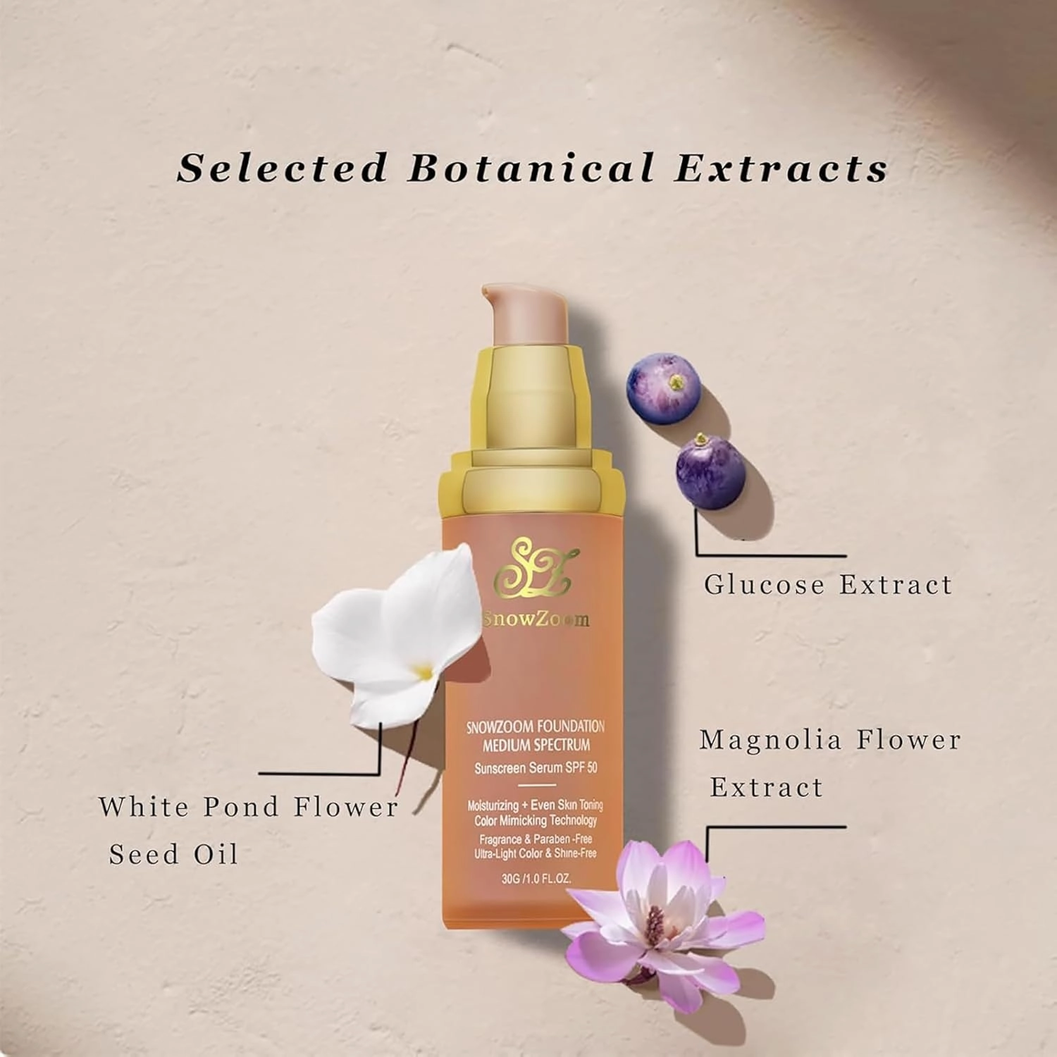Medium/Light Spectrum-Color Changing Foundation 4 in 1 -with SPF 50 ,Hydrating Longwearing & Waterproof，Makeup Care (light spectrum - for people with fa, 1.2oz)