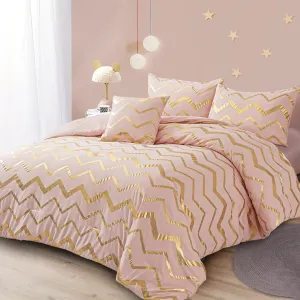 Menghomeus Pink Comforter Set Twin/Twin XL Size Metallic Blush and Rose Gold Bed Comforter 3 Piece Soft Microfiber Bedding for Teen Girls Women (1 Pillow Sham   1 Decorative Pillow Sham)