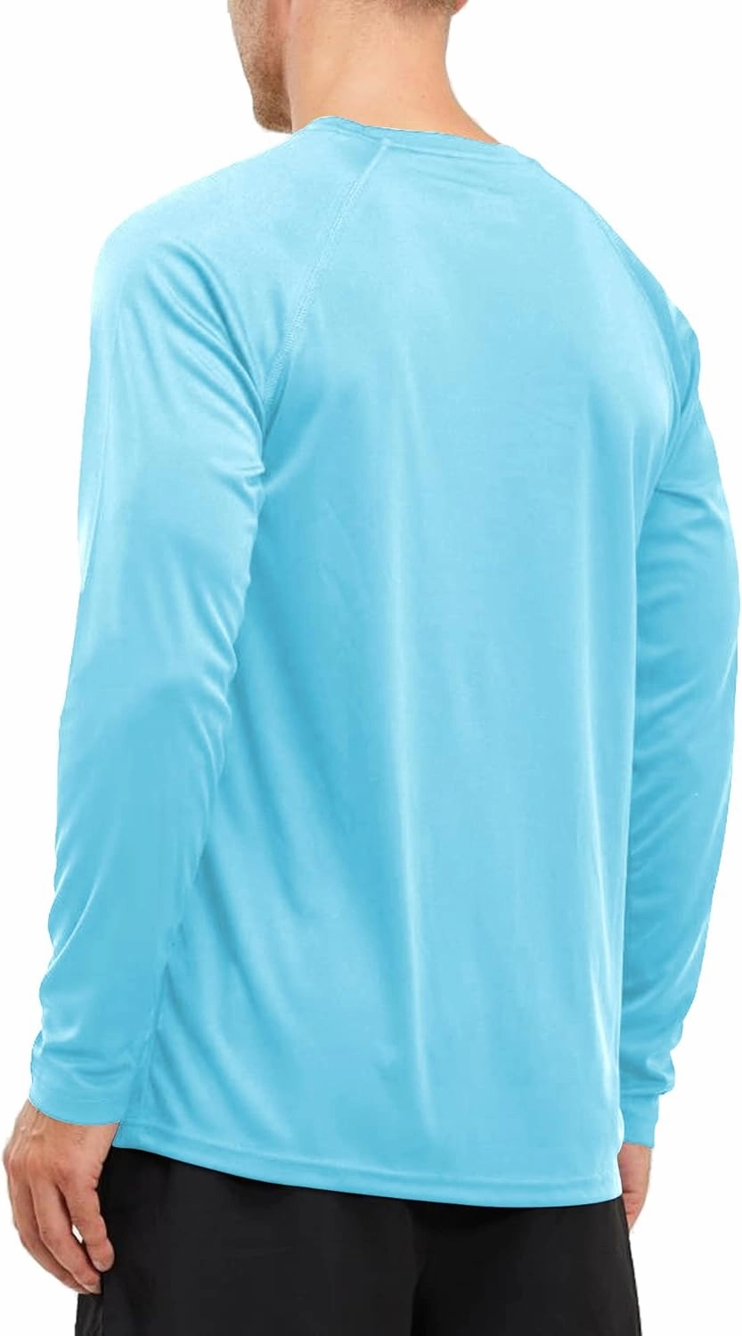 Mens 50  UPF Long Sleeve Shirt, Sun Protection Shirts UV Outdoor Lightweight Fishing T-Shirt for Hiking Swimming Rash Guard