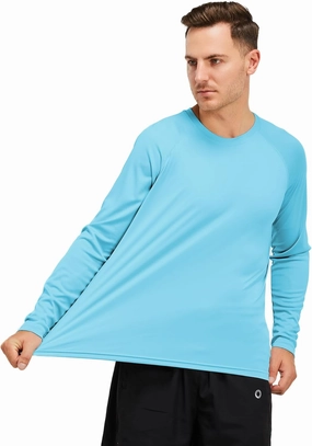 Mens 50  UPF Long Sleeve Shirt, Sun Protection Shirts UV Outdoor Lightweight Fishing T-Shirt for Hiking Swimming Rash Guard