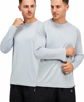 Mens 50  UPF Long Sleeve Shirt, Sun Protection Shirts UV Outdoor Lightweight Fishing T-Shirt for Hiking Swimming Rash Guard